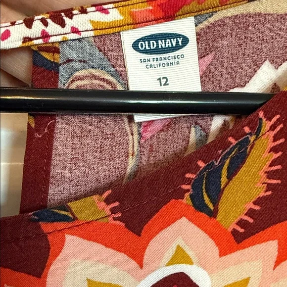 Old Navy Red Floral Long Sleeve Dress Sz 12 - Picture 6 of 9